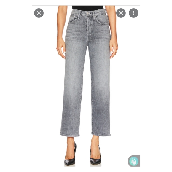 mother superior the rambler ankle uncommon ground grey high rise wide leg jeans - Picture 4 of 4